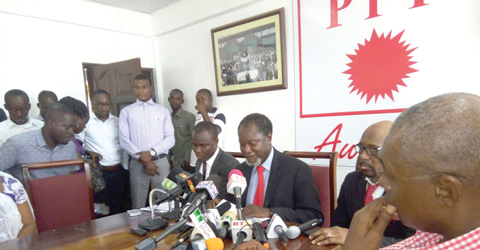 Nii Allottey Brew-Hammond,Chairman of the Progressive People’s Party, addressing the press conference at the party’s head office in Accra